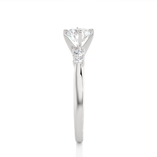 1 Ct Round Cut Moissanite Five Stone Engagement Ring In Silver