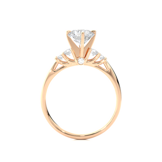 1 Ct Round Cut Moissanite Five Stone Engagement Ring In Rose Gold