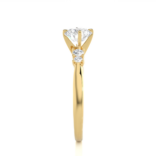 1 Ct Round Cut Moissanite Five Stone Engagement Ring In Yellow Gold
