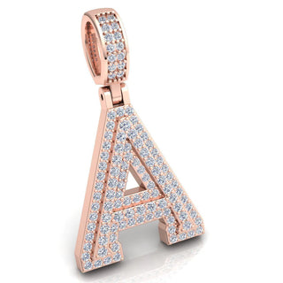3 Carat Round Cut Moissanite Letter "A" Pendant White Gold