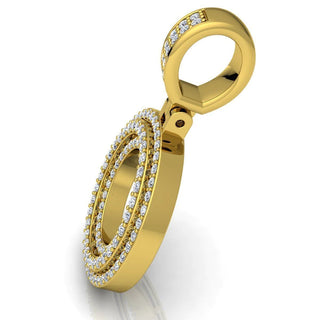 3 Carat Round Shaped Moissanite Letter "O" Pendant in Yelllow Gold
