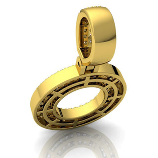 3 Carat Round Shaped Moissanite Letter "O" Pendant in Yelllow Gold