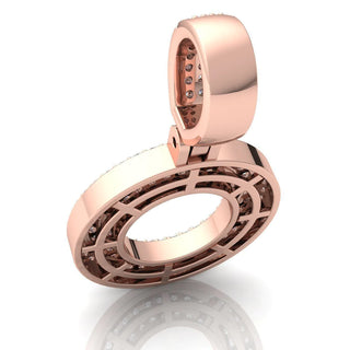 3 Carat Round Shaped Moissanite Letter "O" Pendant in Yelllow Gold