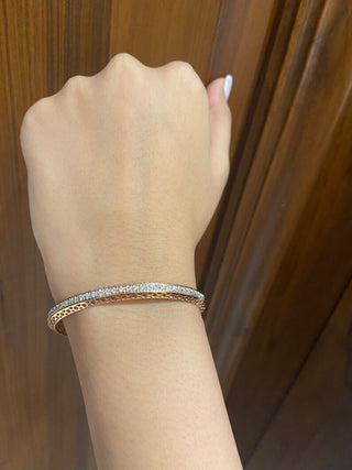 1.50 Ct Round Cut Moissanite Bangle Bracelet in Yellow Gold For Women