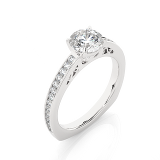 1.40 Ct Round Moissanite Basket Set Filigree Ring In White Gold