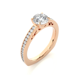 1.40 Ct Round Moissanite Basket Set Filigree Ring In Rose Gold