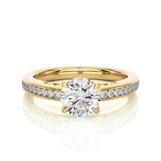 Basket Setting With Filigree Pattern Moissanite Ring yellow gold