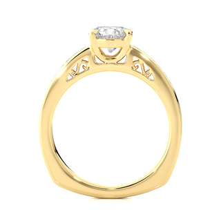 1.40 Ct Round Moissanite Basket Set Filigree Ring In Yellow Gold
