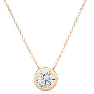 Bezzel Round Stone Moissanite Pendant rose gold