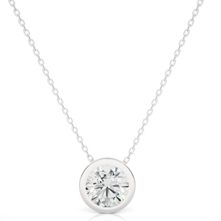 Bezzel Round Stone Moissanite Pendant white gold