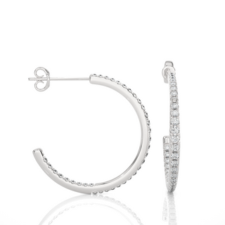 C-Hoop Push Back Moissanite Earrings silver