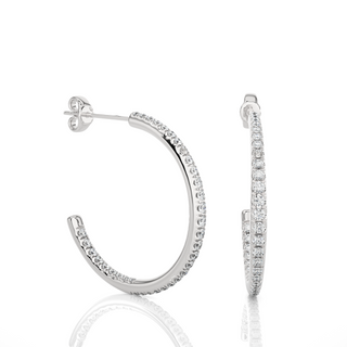 C-Hoop Push Back Moissanite Earrings silver