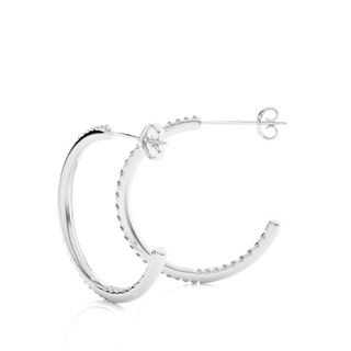 C-Hoop Push Back Moissanite Earrings white gold
