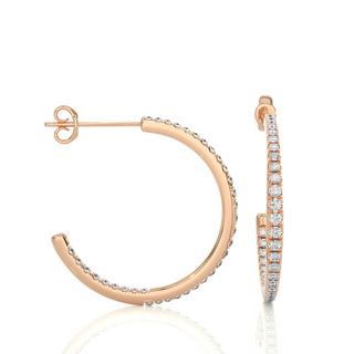 C-Hoop Push Back Moissanite Earrings rose gold