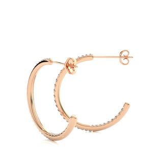 C-Hoop Push Back Moissanite Earrings rose gold