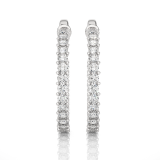 2 Ct Round Moissanite Surface Prong C Hoop Earrings In White Gold