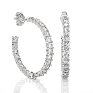 C-Hoop Surface Prong Moissanite Earrings white gold