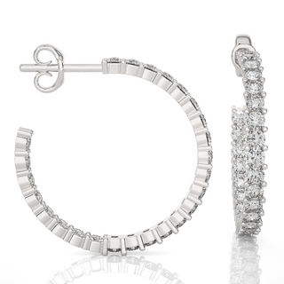 C-Hoop Surface Prong Moissanite Earrings white gold