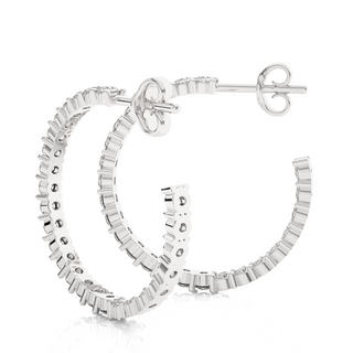 C-Hoop Surface Prong Moissanite Earrings silver