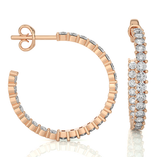 C-Hoop Surface Prong Moissanite Earrings rose gold
