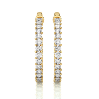 2 Ct Round Moissanite Surface Prong C Hoop Earrings In White Gold