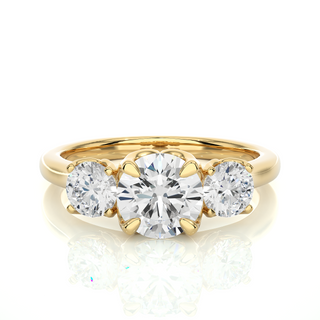 Center Claw Prong Round Stone Moissanite Ring yellow gold
