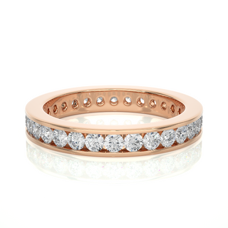 2 Ct Round Cut Moissanite Channel Set Wedding Ring In Silver For Women's