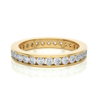 2 Ct Round Moissanite Channel Set Wedding Ring In White Gold For Women's
