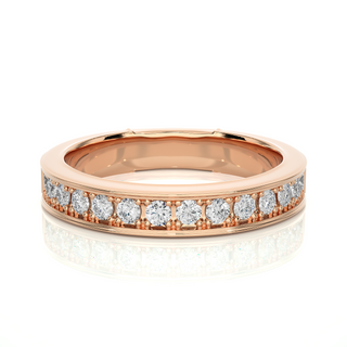0.5 Ct Moissanite Bead Bright Setting Wedding Band In Silver