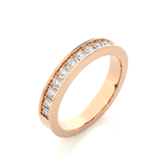 0.5 Ct Moissanite Bead Bright Setting Wedding Band In Rose Gold