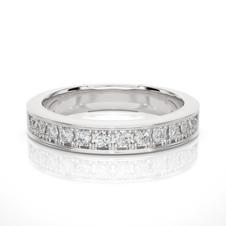 0.5 Ct Moissanite Bead Bright Setting Wedding Band In Yellow Gold