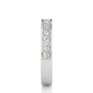 0.5 Ct Moissanite Bead Bright Setting Wedding Band In Silver