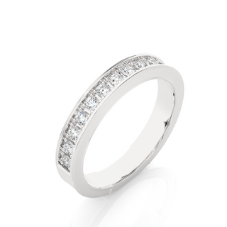 0.5 Ct Moissanite Bead Bright Setting Wedding Band In Silver