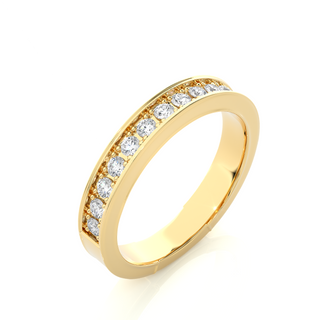 0.5 Ct Moissanite Bead Bright Setting Wedding Band In Yellow Gold