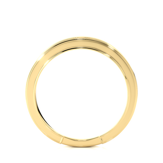 0.5 Ct Moissanite Bead Bright Setting Wedding Band In Yellow Gold