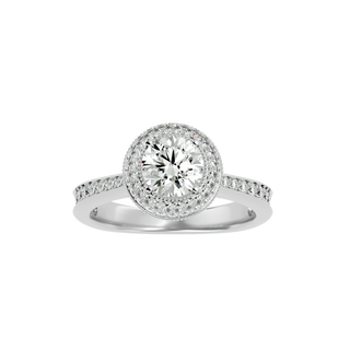 2 Carat Round Cut Moissanite Hidden Halo Engagement Ring In White Gold