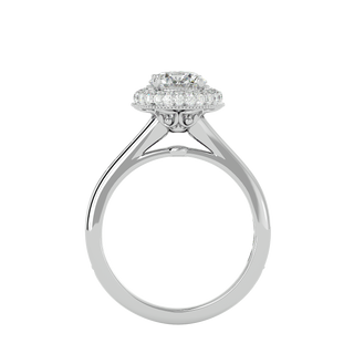 Double Halo with Bead Bright Setting Moissanite Ring silver