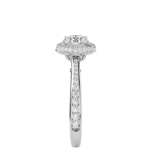 Double Halo with Bead Bright Setting Moissanite Ring silver