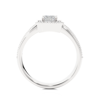 Emerald Stone with Halo setting Engagement Ring silver