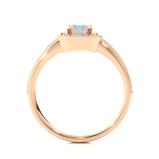 Emerald Stone with Halo setting Engagement Ring rose gold