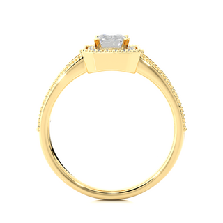 Emerald Stone with Halo setting Engagement Ring yellow gold