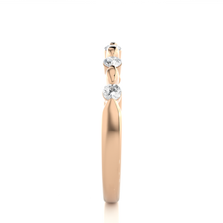 0.5 Carat Five Stone Round Moissanite Wedding Band In Rose Gold