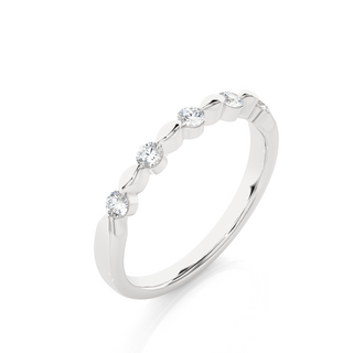 0.5 Carat Five Stone Round Moissanite Wedding Band In Silver
