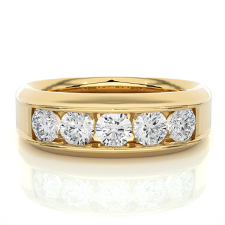 1.50 Ct Round Shaped Moissanite Five Stone Ring In Rose Gold