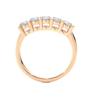 0.50 Ct Five Stone Moissanite Wedding Band In Rose Gold