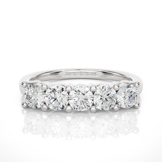 Five Stone Moissanite Traditional Setting Ring silver
