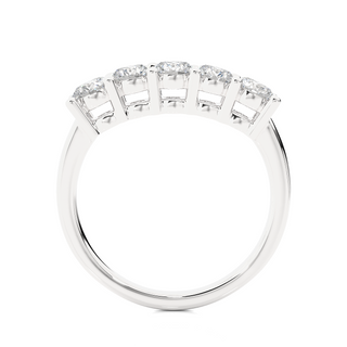 1 Carat Shared Prong Five Stone Moissanite Ring in Silver