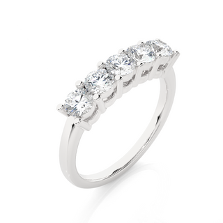 0.50 Ct Five Stone Moissanite Wedding Band In White Gold