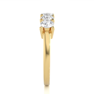 0.50 Ct Five Stone Round Moissanite Wedding Band In Yellow Gold