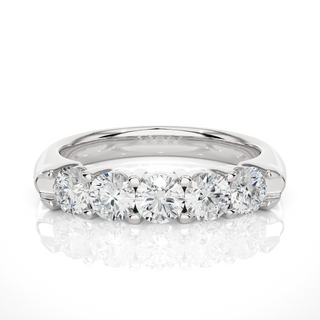 Five Stone Shared Prong Moissanite Ring silver